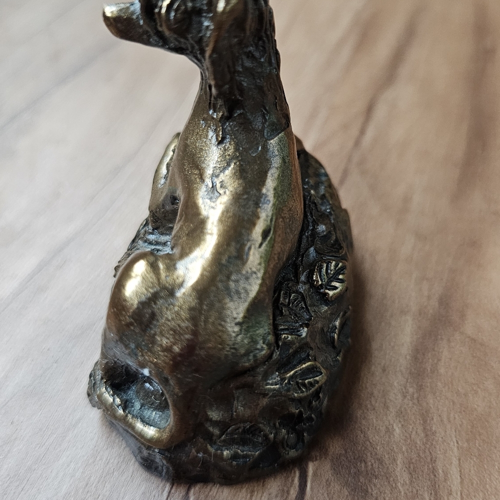 Bronze Colored Metal Chinese Crested Dog Figurine And Mug - Picture 4 of 9